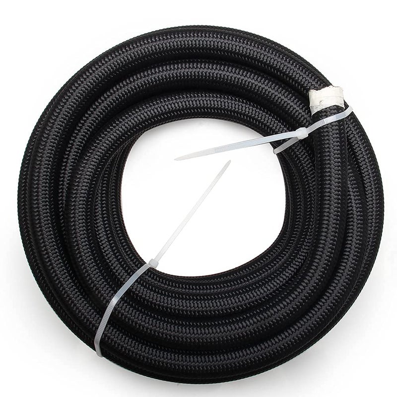 YIUIY 10AN 5/8"" 20FT Fuel Line Hose  CPE Braided Nylon Stainless Steel for Fuel Diesel Oil Coolant Fluid  Transmission Oil Cooler Line Coolant Hose - Black - Image 1